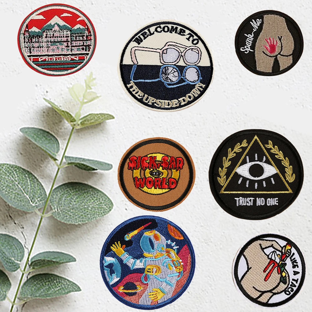 

Embroidered Sew Iron On Patch Badge Bags Hat Cap Jeans Applique Fabric Transfer Lovely Punk Space Embroidery Sew
