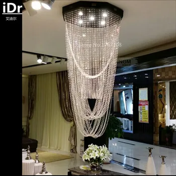

Long penthouse floor staircase lights Villa led crystal lampsHouse floor living room chandelier hotels iDr-0032