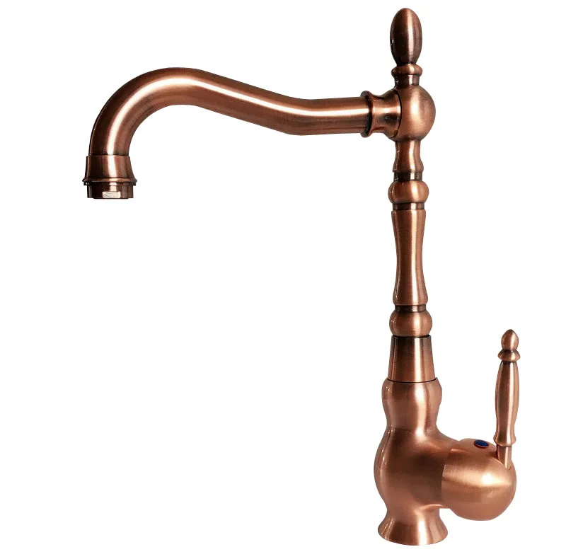

Swivel Spout Water Tap Antique Red Copper Single Handle Single Hole Kitchen Sink & Bathroom Faucet Basin Mixer Tap anf423