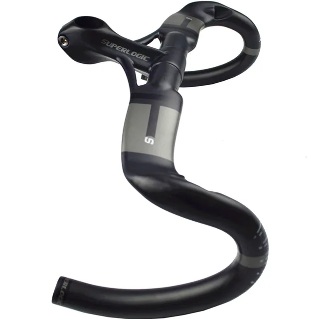 Cheap Full superlogic carbon fiber bicycle road handlebar bent bar with stem Integrated bars inner routing 400/420/440 cycling parts