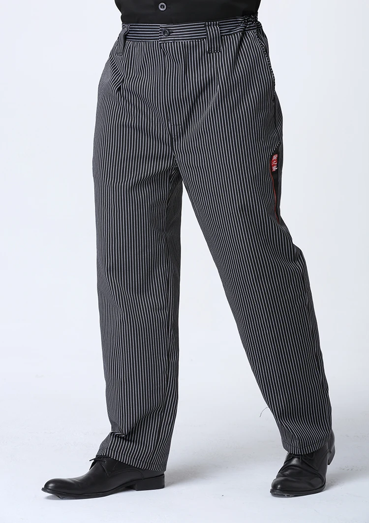 Брюки шеф-повара форма офицантки мужские брюки серый полосатый эластичный Спецодежда для мужчин Зебра Штаны Кук костюм
