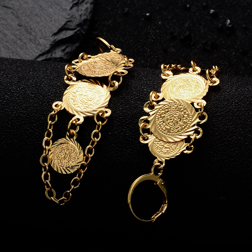WANDO новые серьги с кисточками для девочек Для женщин Золотой Цвет Арабский мусульманский Исламской Эфиопии ювелирных изделий старинных монет невесты подарки длинные серьги E73