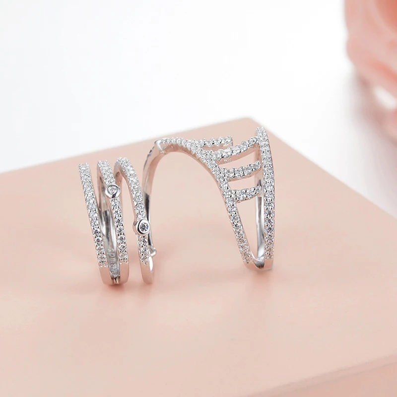 

[MeiBaPJ]Real 925 Sterling Silver Personality Eyelash Ring for Women with AAA High Quality Stones Party Fine Jewelry