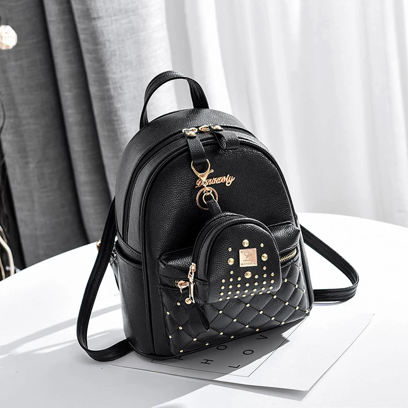 

Designer Fashion Women Backpack Waterproof PU Leather Backpack Mini Soft Travel Bag Women Bags For Girls Rivet Exquisite Bag