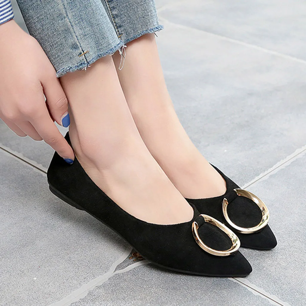 Woman's Fashion Casual Point Toe Shallow Work ladies shoes Ladies Flat ...