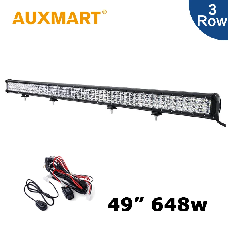 

Auxmart 49" 648W Offroad LED Light Bar 3 Row CREE Chips LED Bar 12V 24V Pickup Truck 4X4 Tractor Trailer Barra 4X4 ATV