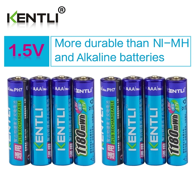 Efeito de Memória Recarregáveis do Li-íon do Lítio do Polímero Kentli Pces Nenhum 1180mwh Aaa Baterias Bateria 8 1.5v Mod. 1384946