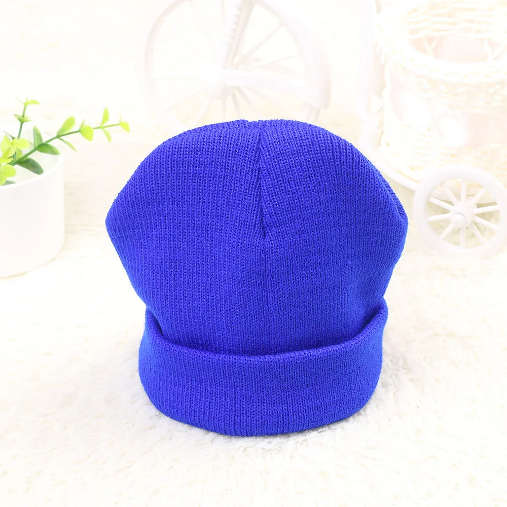 

2017 New Warm Cotton Winter Crochet Knitted Baby Beanies Girls Boys Hat Cute Caps with 10 Candy Colors Baby Accessories