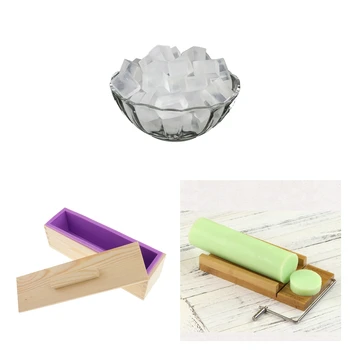 

Silicone Mold Soap Making Tool Set Adjustable Wooden Loaf Cutter Slicer Clear Melt and Pour Soap Base DIY Handmade Soap Supplies
