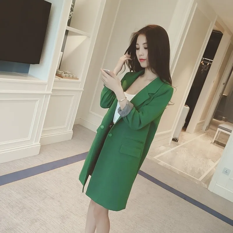 Solid Long Style Black Women Jacket Blazer Female Notched Collar Ladies Blazer Coat Oversized Solid Blazers feminino