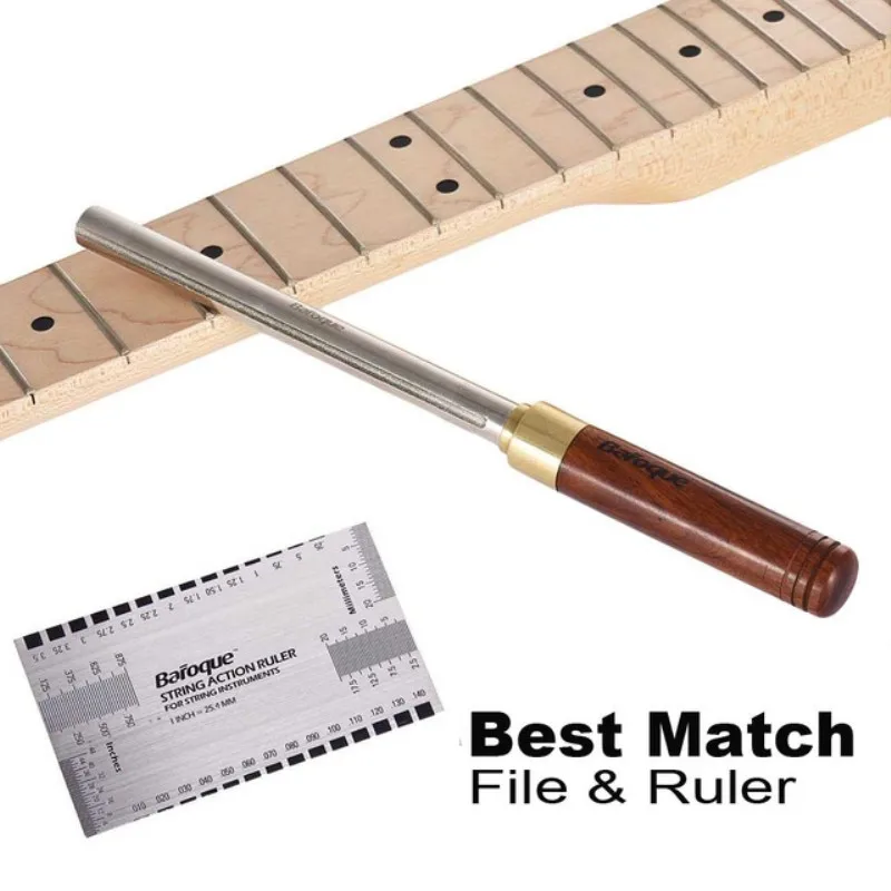 

Guitar Fret Dressing Metal File with 3 Size Edges Wooden Handle Guitar Repair Maintenance Tool Measuring Ruler Tools Kit Set