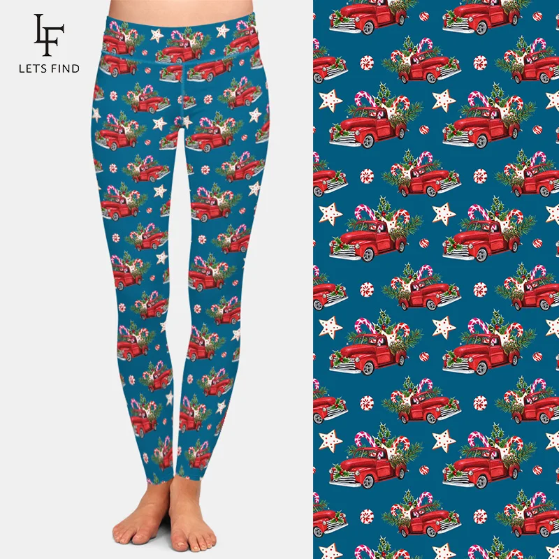 tiktok leggings LETSFIND  Moda Mujer 2019 Christmas Series Red Car and Candy Print Leggings High Waist Warm  Plus Size  Workout Leggings gym leggings
