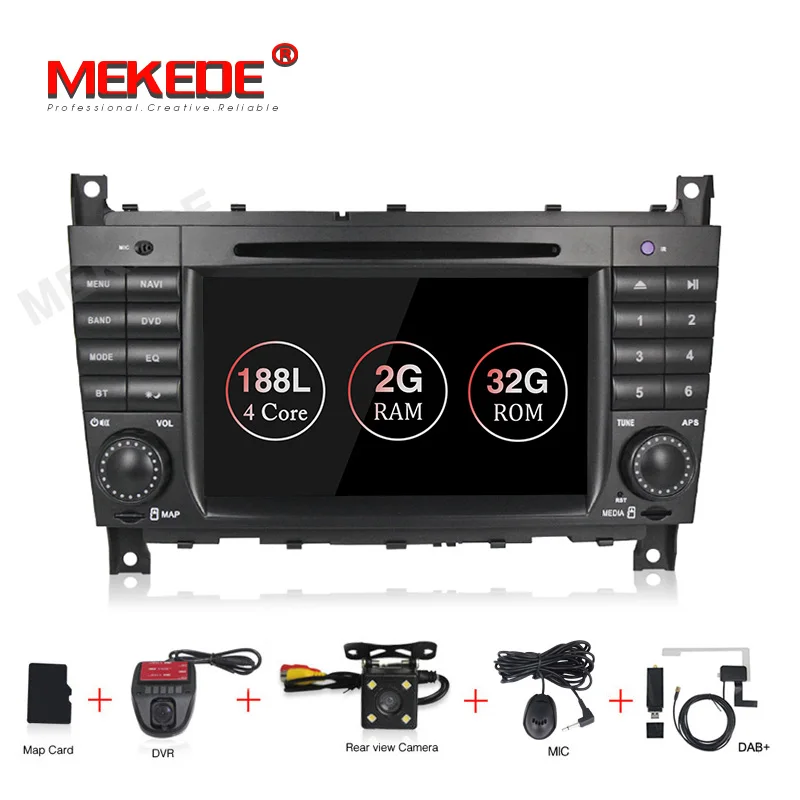 MEKEDE Android 9,1 2+ 32G 2 DIN автомобильный DVD gps для Mercedes/Benz W203 W209 W219 A-Class A160 C-Class C180 C200 CLK200 Радио стерео - Цвет: DVD CAMERA DVR DAB