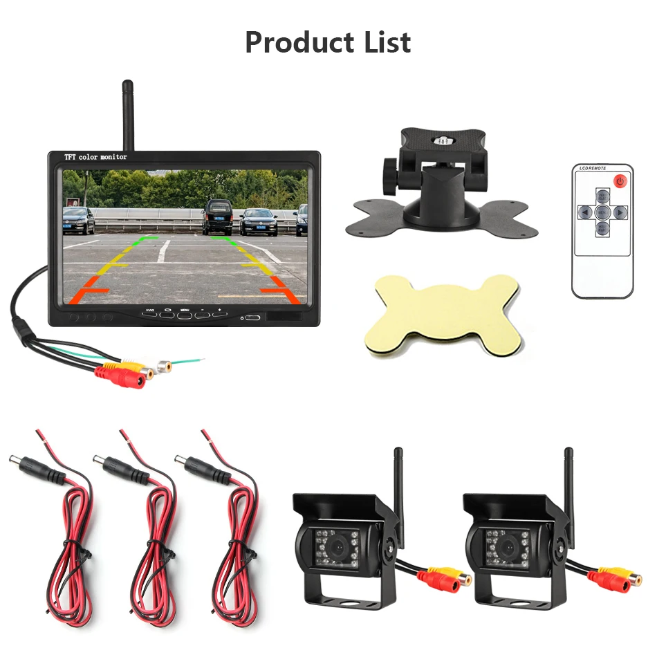 JMCQ 7 дюймов TFT lcd беспроводной автомобильный монитор HD дисплей обратная камера парковочная система для автомобиля заднего вида Мониторы для грузовиков рабочие автомобили