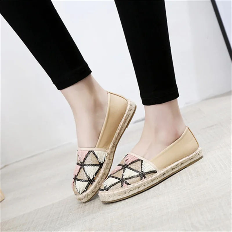 Brand Patchwork Espadrilles Shoes Woman New Comfortable Slip On Women Platform Creepers Flats Ladies Loafers Pink Navy Moccasins (1)