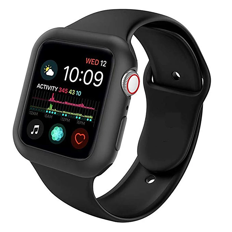 

ASHEI For Apple Watch Band 38mm 40mm 42mm 44mm Silicone Sport Band with Shock-Proof Protective Case for iWatch Series 4/3/2/1