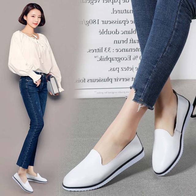 Flats Shoes 2022 Genuine Leather Slip on ladies Casual Shoes Female Sneakers Summer Loafer Shoes Women