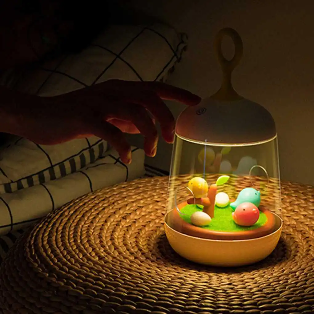 

Micro-landscape Plants Music Box Touch LED Night Lights USB Rechargeable Night Lamps 3 Color