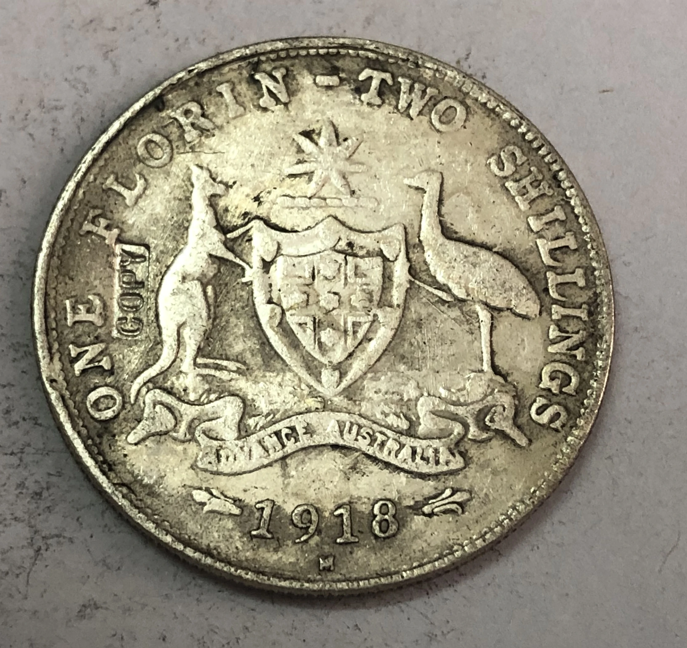 1918 M Australia 1 Florin George V|Безвалютные монеты| |