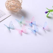 3D DIY Fashion 10pcs 3cm Natural Style Fabric Hollow Butterfly Charm Nail Decoration Nail Art Jewelry Nail Art Accessories