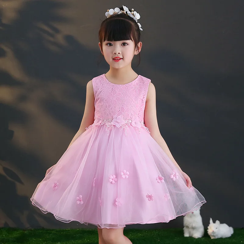 

New Kids Girls Flower Dress Summer 2018 Children White Lace Party Princess Dresses Girl Teens Clothes Cute Dress 4 - 12 Y M810