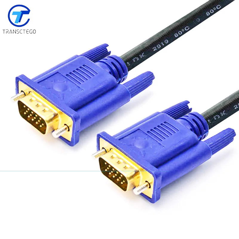 

HD VGA cable 3+6 for TV Box Computer PC DVD display line 1.5M/3M/5M/8M/10M Male To Male Double Ring Cable Extension for Monitor