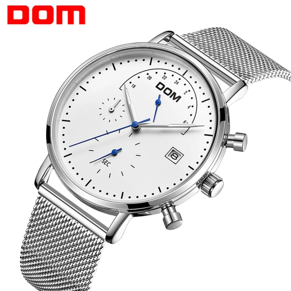 

Watch Men DOM brand Luxury Fashion Quartz Watches Date Chronograph Luminous Hands Business Casual Male Wristwatches Clock M-612