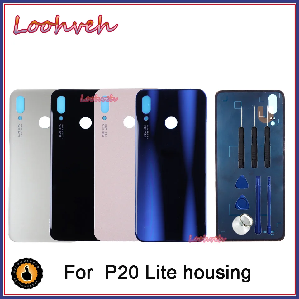 Задняя крышка батарейного отсека для Huawei P20 Lite Nova 3e стеклянная корпуса Запасные