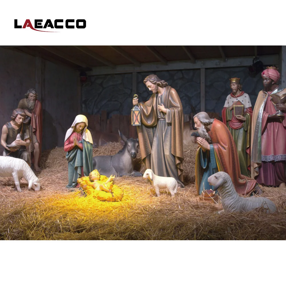 Laeacco Рождество Иисуса Рождества сцена фотографии фоны винил год украшения дома камера фоны для фотостудии