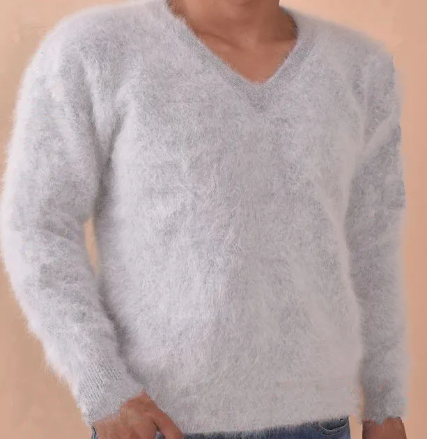 

2019 Angola Genuine Pure 100% Mink Cashmere Sweater Men Pullovers Clothing Men's Sweaters Free Shipping Wholesale price Z279