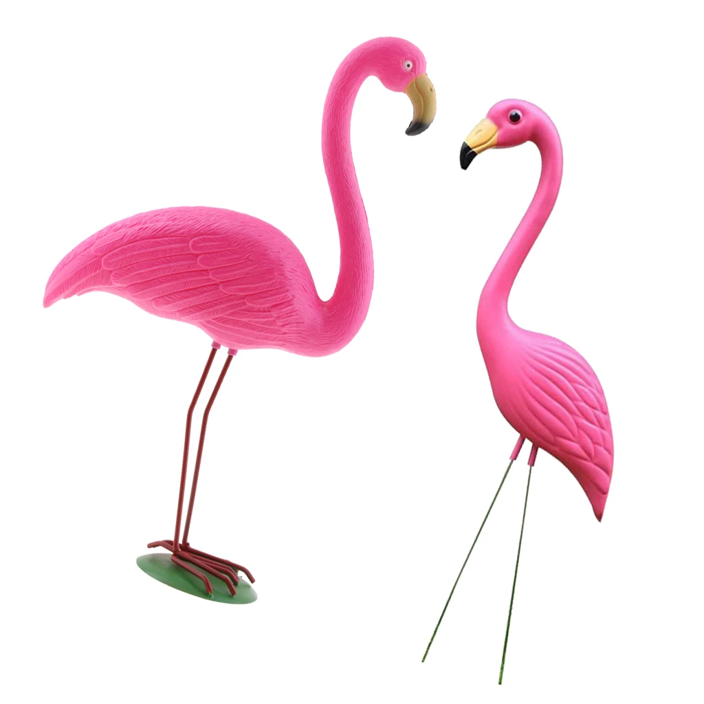 2pc Ture to Nature Pink Flamingo Lawn Figurine Grassland Ornament Home Decor