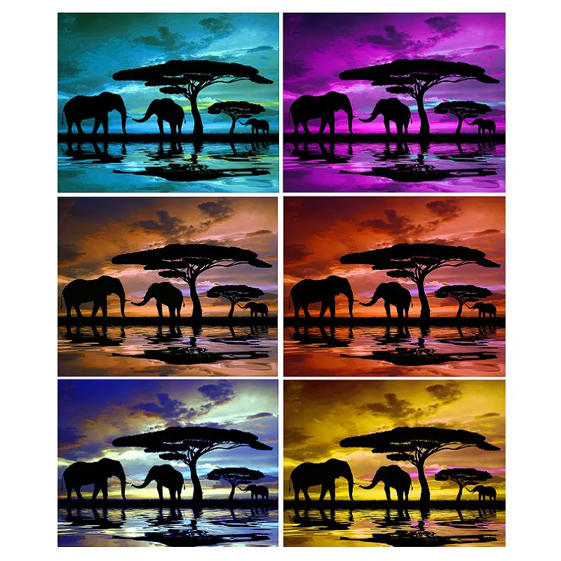 

3D DIY Diamond Painting Elephant Landscape Sunset Full & Round Diamond Embroidery Crystal Mosaic 5D Diamond Cross Stitch Manual