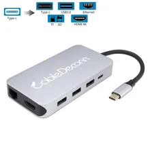 Thunderbolt 3 Dock USB 3.1 Type C Hub to HDMI VGA Ethernet RJ45 TF SD Card Slot Adapter for Samsung Macbook pro USB C HUB