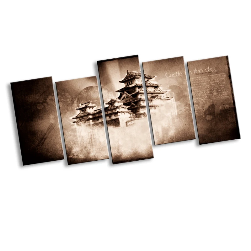 5pieces of high-definition no frame print artwork castle canvasoil painting poster and wall art living room pictureHL-8 (2)