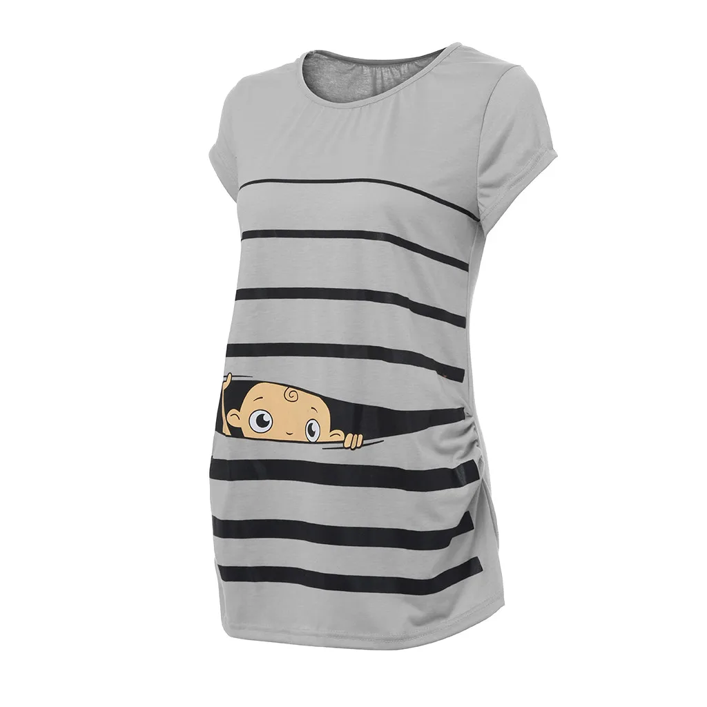 SAGACE женские футболки с коротким рукавом, Одежда для беременных, футболки для беременных с мультяшным принтом, топы с круглым вырезом для кормящих, Apl18