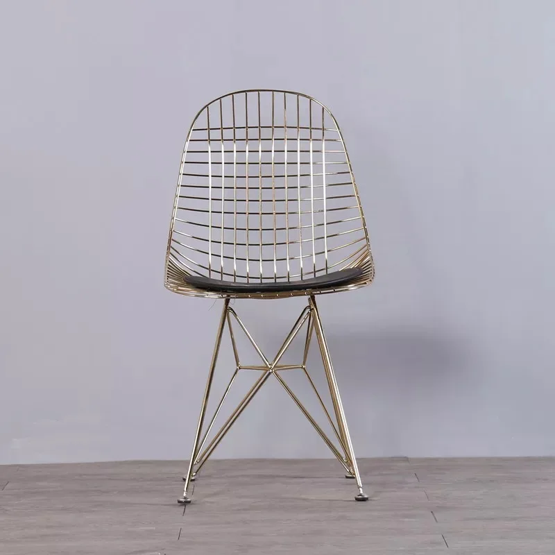 شحن مجاني U-BEST هاري bertoia ، نسخة الذهبي الصلب الجانبية سلك الطعام كرسي مع مقعد وسادة والأوروبية نمط الطعام كرسي