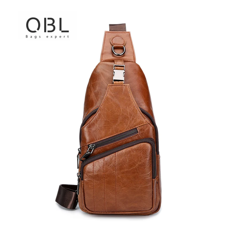 QiBoLu 2018 Business Leather Sling Bags Men Fashion Chest Crossbody Single Shoulder Bag for Man Sacoche Homme Bolsa Masculina qibolu genuine leather mens sling bag single shoulder bag men chest pack messenger crossbody bag for man bolsas masculina mba37