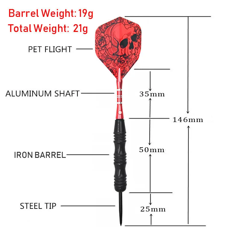 Fox Smiling 3 шт. профессиональные дротики 23 г 152 мм красный череп стальной наконечник дротики внутри Профессиональные игры Dartboard