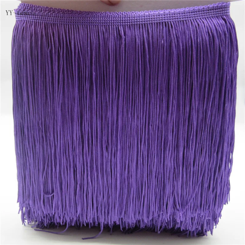 YY-tesco 1 ярд 20 см длинная полиэфирная кружевная бахрома с кисточками кружевная отделка Лента пришить латинское платье сценическая одежда занавес DIY аксессуары - Цвет: purple