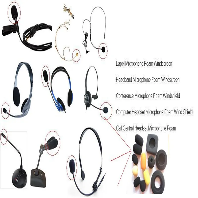 Linhuipad Universal 10PCS Black bluetooth headphone Micriphone windscreen Foam Covers with 10mm Hole Diameter 32mm inner length