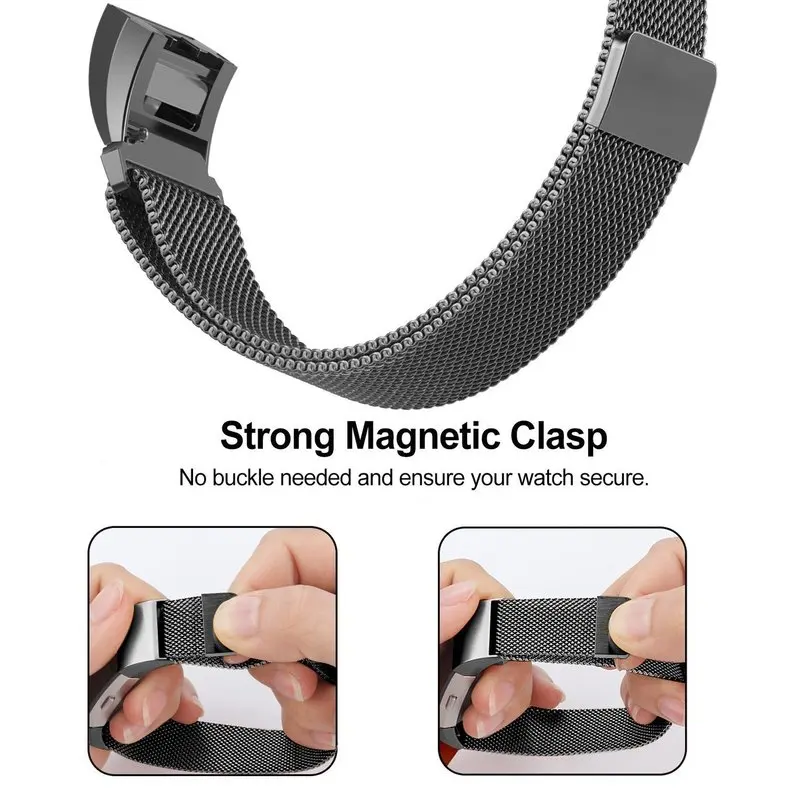 Миланская петля для Fitbit Charge 2 Hr ремешок сменный Браслет из нержавеющей стали Fit Bit