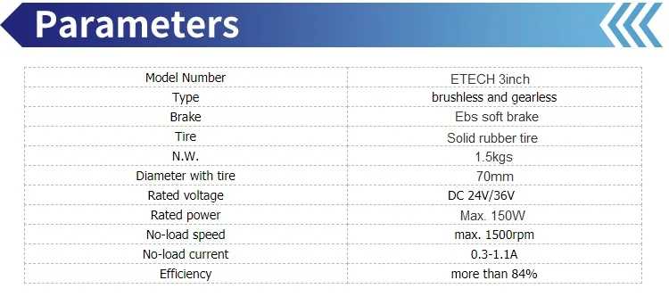 Perfect ETECH single shaft hub motor, skate board hub motor, 12V 24V 36V hub motor, 3 inch wheel motors 1