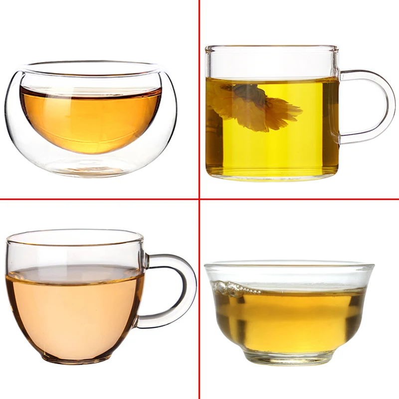 

4 Different Styles High Quality Heat-Resisting Glass Tea Cup Oolong Tea Cup White Tea Cup Black Tea Cup