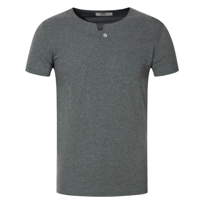 Enjeolon бренд Футболка мужская летняя с коротким рукавом одноцветная белая приталенная Повседневная мужская футболка размера плюс 4XL Футболка T1531 - Цвет: deep hemp grey