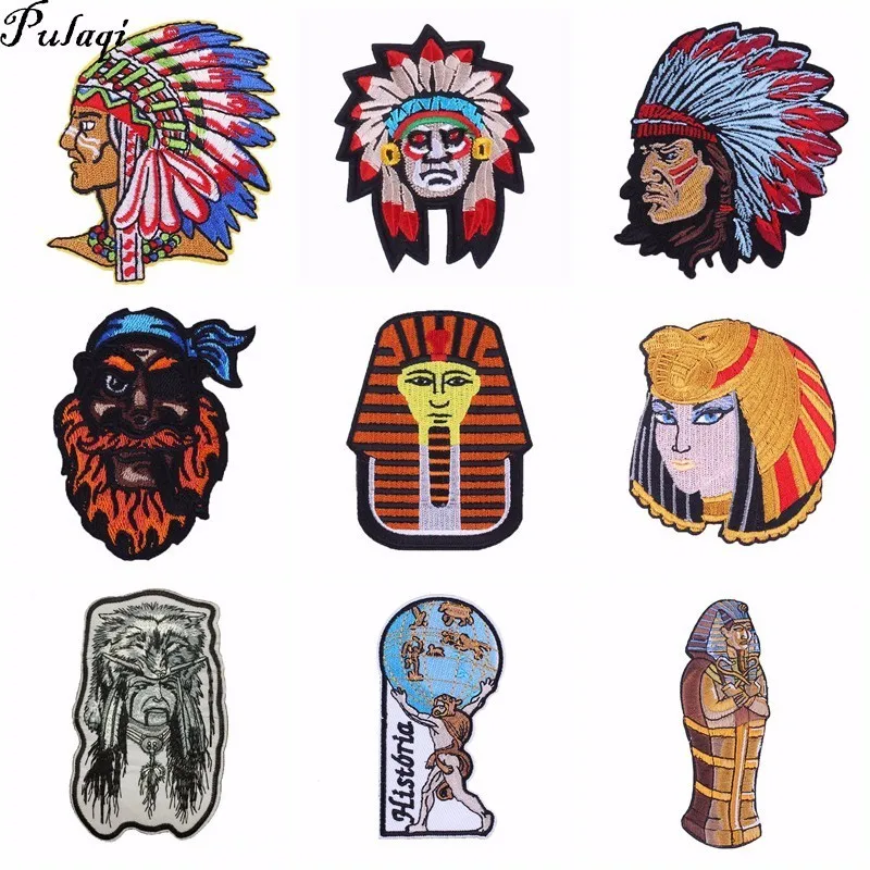 

Pulaqi Unique Pharaoh Queen of Egypt Patches Iron On Clothes Cleopatra Appliqued Patch for Clothing Accessories Stickers H