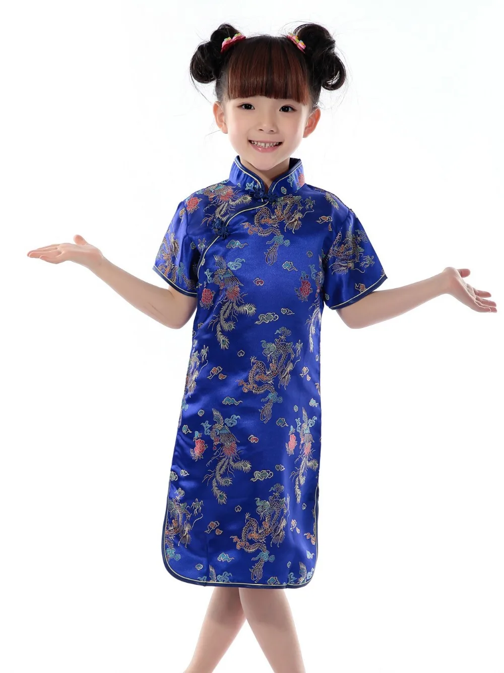 Shanghai Story Baby Girls Chinese Style QiPao Dress Brand Dragon & Phoenix Cheongsam For Girls Kids Performance Costume