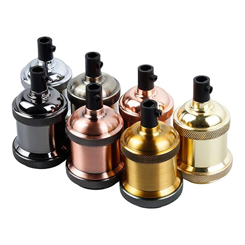 Edison Lamp Base E27 Lamp Holder Vintage Bulb Holders 3pcs Lampshade mountable DIY Lighting Fitting for Ceiling Light Vintage Brass Light Fitting with Metal Clip PEBA ES Screw Bulb Lampholder
