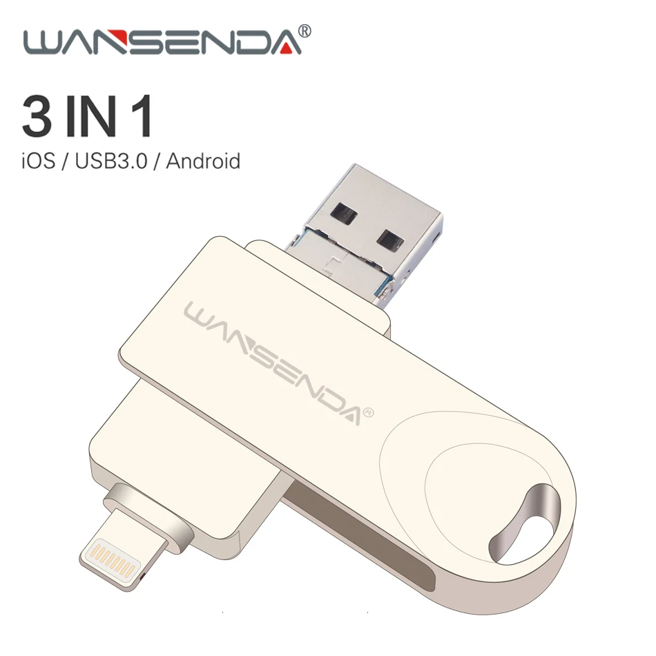 

WANSENDA OTG 3 in 1 USB Flash Drive USB3.0 & iOS & Micro USB Stick Pen Drive 128GB 64GB 32GB 16GB 8GB Pendrive USB Flash Disk