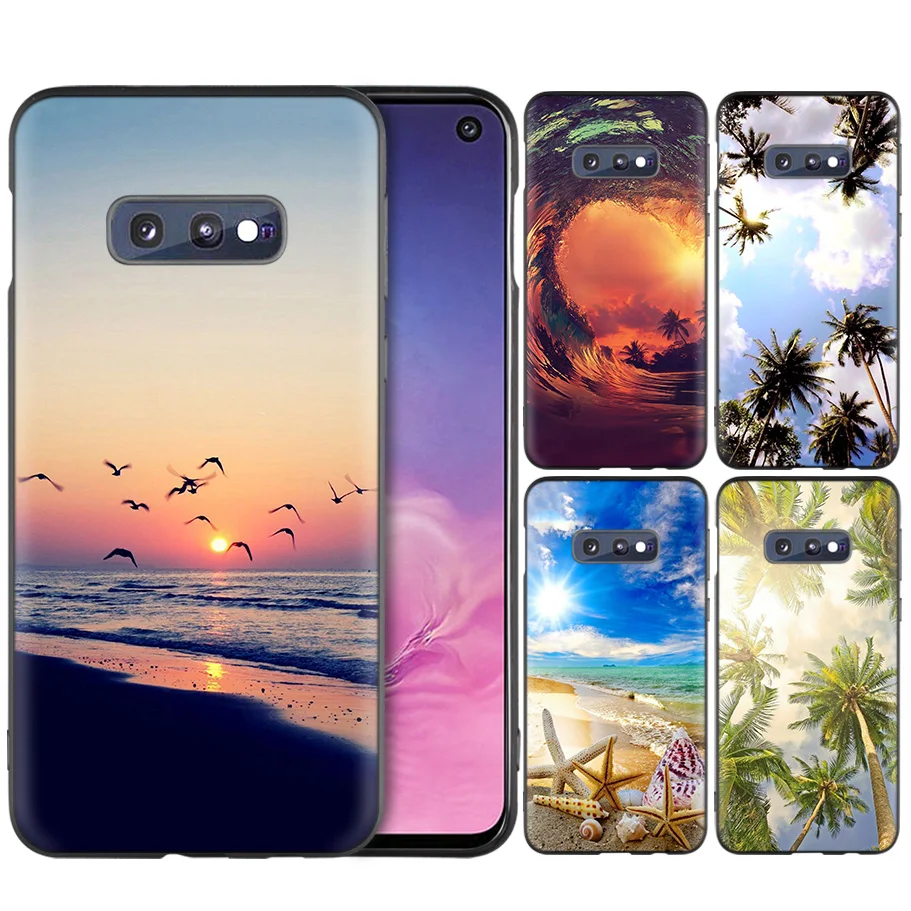 

Case for Samsung Galaxy M10 M20 M30 S10 S10e S10 5G S9 S8 S7 S7 Edge Note 8 9 Plus Lite Wave point Ocean Beach Sunset Print Case