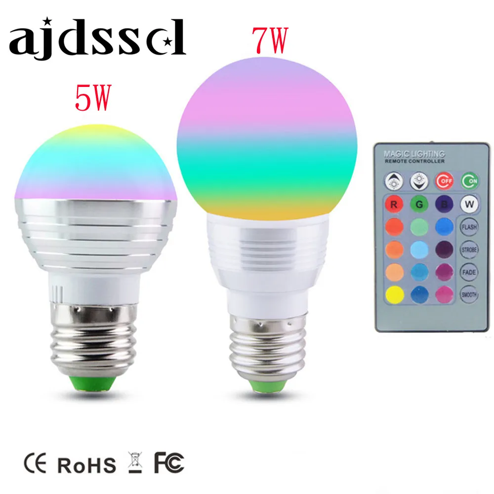

Dimmable Magic RGB LED Bulb lamp E27 5W 7W AC85V-265V Soptlight Night light+IR Controller,E14 RGB Spot light for Holiday Decor